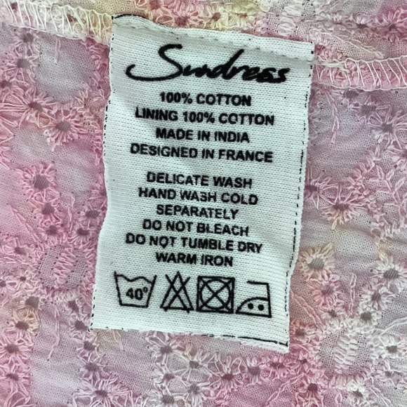 Sundress Sandra Eyelet Tie Dye Maxi Dress Off Shoulder Flutter Sleeve Pink OS - Picture 7 of 8